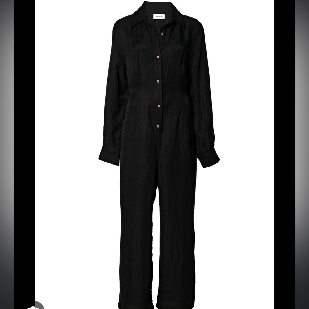 Black silk blend jumpsuit